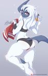  absol alcohol anthro beverage bra breasts butt clothing cocktail drunk female hair hi_res lingerie long_hair looking_at_viewer naika nintendo pok&eacute;mon pok&eacute;mon_(species) red_eyes simple_background solo substance_intoxication towel underwear video_games white_body 