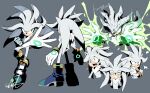  1boy animal_ears boots character_sheet closed_mouth crossed_legs crying energy english_text from_behind furry furry_male gareki_sh gloves grey_background long_hair male_focus open_mouth shoes silver_the_hedgehog simple_background smile sonic_(series) tail white_gloves yellow_eyes 