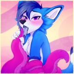  anthro applepup blue_the_vixen blue_vixen canid canine female fox hi_res mammal oral oral_penetration penetration red_faced solo tentacle_in_mouth tentacle_penetration tentacles 
