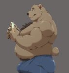  2021 absurd_res anthro belly black_nose brown_body brown_fur bulge cellphone clothing fur hi_res humanoid_hands jumperbear kemono male mammal moobs overweight overweight_male phone smartphone solo underwear ursid 