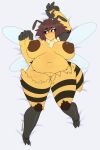  absurd_res animal_humanoid antennae_(anatomy) anthro arthropod arthropod_abdomen arthropod_humanoid bed bee bee_humanoid bepinips big_breasts blush breasts duo female furniture genitals hi_res huge_breasts humanoid hymenopteran hymenopteran_humanoid insect insect_humanoid lying non-mammal_breasts on_back on_bed pussy watermark wings 