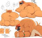  anthro balls big_butt blush butt canid canine canis domestic_dog dribble_(warioware) duo genitals hi_res hyaku_(artist) male male/male mammal muscular muscular_anthro muscular_male nude size_difference 