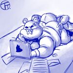  2021 anal angry animal_crossing anthro bed bow_tie butt computer cricetid duo eyewear furniture glasses hamster hi_res humanoid_hands lying male mammal marlo_(animal_crossing) nintendo oral overweight overweight_male rimming rodent sex trashtoonz video_games 