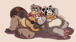  andythetanuki anthro canid canine duo franook franpaccio gazpacho guitar hi_res male male/male mammal musical_instrument overweight pawpads paws plucked_string_instrument pressing_against raccoon_dog slightly_chubby smile string_instrument tanuki 