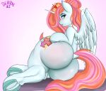  absurd_res big_butt butt derpx1 equid equine feathered_wings feathers female feral hair hasbro hi_res horn huge_butt mammal my_little_pony simple_background solo thick_thighs winged_unicorn wings 