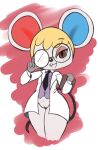  animal_crossing anthro blue_inner_ear bottomless clipboard clothed clothing coat eyewear female genitals glasses lab_coat looking_at_viewer mammal mouse murid murine nintendo petri_(animal_crossing) pussy red_inner_ear rodent solo topwear video_games vono 