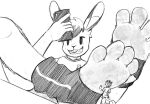  4_toes anthro bodily_fluids duo feet foot_fetish foot_focus foot_lick foot_play hi_res keromasou_(artist) lagomorph leporid licking male male/male mammal micro phone rabbit soles sweat sweaty_feet toes tongue tongue_out 