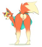  absurd_res animal_crossing anthro anus audie_(animal_crossing) bent_over blonde_hair blue_eyes butt canid canine canis clothed clothing digital_media_(artwork) dress eyewear eyewear_on_head female full-length_portrait fur genitals hair hi_res mammal nintendo no_underwear orange_body orange_fur portrait presenting presenting_anus presenting_hindquarters presenting_pussy pussy rear_view simple_background solo standing sunglasses sunglasses_on_head upskirt video_games vtza white_background wolf 