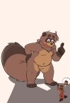  absurd_res andythetanuki anthro blush canid canine cute_expression duo hi_res looking_down macro male male/male mammal micro overweight raccoon_dog rygel_spkb size_difference size_play slightly_chubby tanuki toony 