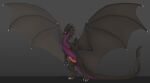  black_body dragon feral full-length_portrait krugell licking male portrait slit solo spread_wings tongue tongue_out wings 