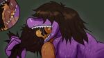  anthro bodily_fluids cutaway deltarune drooling duo extreme_french_kiss female french_kissing hair hair_over_eyes head_in_mouth hi_res human human_on_anthro internal interspecies kissing kris_(deltarune) long_tongue male male/female mammal monster nafan nude pulling_hair reptile saliva scalie sharp_teeth susie_(deltarune) sweat teeth tongue touching_hair undertale_(series) video_games 
