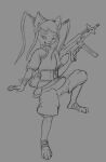  anthro canid canine female fox futuretankcrc gun hair mammal ranged_weapon sketch solo weapon wraps 