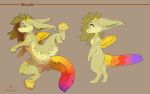  anthro breasts dragon female feral flat_chested hi_res multicolored_tail pawpads paws rainbow_tail reference_image size_difference small_breasts smaller_female solo wasabi_the_dragon wings zowato 