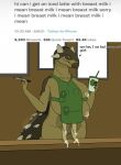  absurd_res ankylosaurian ankylosaurid ankylosaurus anthro big_breasts bodily_fluids breasts clothing dinosaur female genitals hi_res horn huge_breasts lactating looking_at_viewer nipples non-mammal_breasts nude ornithischian quad_breasts reptile scalie smile solo spikes starbucks starbucks_meme teats text thegamingzilla thyreophoran udders 