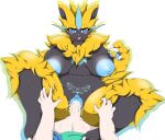  anthro big_breasts black_body blue_eyes blush bodily_fluids breasts claws clothed clothing cowgirl_position cum cum_in_pussy cum_inside duo fangs female female_penetrated first_person_view from_front_position fur genital_fluids genitals hi_res human human_on_anthro interspecies legendary_pok&eacute;mon light-skinned_male looking_pleasured male male/female male_penetrating male_penetrating_female male_pov mammal mellonsoda nintendo nipples on_bottom on_top open_mouth open_smile partially_clothed penetration penis pok&eacute;mon pok&eacute;mon_(species) pussy sex smile tongue vaginal vaginal_penetration video_games yellow_body yellow_fur zeraora 