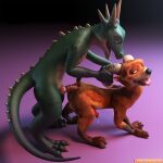  3d_(artwork) anal anthro crittermatic digital_media_(artwork) doggystyle duo feral from_behind_position hi_res horn horn_grab kobold male male/male sex 