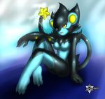  barefoot black_hair breasts feline female hair human_hands luxray mammal mn_xenx mnxenx001 nintendo personification pok&#233;mon pok&#233;morph pokemon solo video_games yellow_eyes 