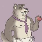  &lt;3 anthro belt breasts canid canine canis dreamworks fake_mustache fangs half-closed_eyes male mammal muscular narrowed_eyes nipples ordinarysstar smile solo the_bad_guys wolf 