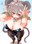  ahoge animal_humanoid big_breasts big_ears blush breasts clothed clothing female grey_hair hair hi_res high-angle_view humanoid legwear leotard mammal mammal_humanoid mouse_humanoid murid murid_humanoid murine murine_humanoid nazrin open_mouth pendant red_eyes rodent rodent_humanoid sabitare shirt_collar short_hair solo tights touhou video_games 