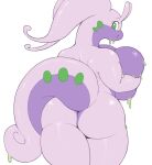  anthro big_breasts big_butt breasts butt female goodra hi_res huge_breasts nintendo nude pok&eacute;mon pok&eacute;mon_(species) purple_body pururing rear_view simple_background solo video_games white_background 
