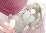  1girl bangs blonde_hair breasts cecilia_(shiro_seijo_to_kuro_bokushi) couch eyebrows_visible_through_hair kazutake_hazano long_hair medium_breasts shiro_seijo_to_kuro_bokushi sweater thighhighs 