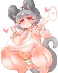  &lt;3_pupils absurd_res ahoge animal_humanoid belly big_breasts big_eyes blush breasts camel_toe cleavage clothed clothing crouching double_v_sign female gesture grey_hair hair hi_res huge_breasts humanoid mammal mammal_humanoid mouse_humanoid murid murid_humanoid murine murine_humanoid navel nazrin nipple_outline panties pendant red_eyes rodent rodent_humanoid sabitare short_hair slightly_chubby smile solo spoken_blush touhou underwear v_sign video_games 