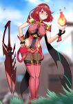  absurdres aegis_sword_(xenoblade) bangs black_gloves breasts chest_jewel earrings fingerless_gloves gloves highres ii_tea jewelry large_breasts pyra_(xenoblade) red_eyes red_hair red_legwear red_shorts short_hair short_shorts shorts super_smash_bros. swept_bangs sword thighhighs tiara weapon xenoblade_chronicles_(series) xenoblade_chronicles_2 