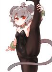  ahoge animal_humanoid big_ears blush breasts clothed clothing female flexible grey_hair hair hi_res humanoid legwear leotard mammal mammal_humanoid mouse_humanoid murid murid_humanoid murine murine_humanoid nazrin one_leg_up raised_leg red_eyes rodent rodent_humanoid sabitare shirt_collar short_hair small_breasts solo splits spread_legs spreading standing tights touhou vertical_splits video_games 