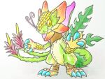  1nacl anthro bandai_namco claws digimon dragon elemental_creature flora_fauna flower green_body monster plant toropiamon yellow_eyes 