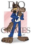  2021 anthro black_nose blue_necktie blue_suit brown_body brown_claws brown_fur cheek_tuft claws clothed clothing digital_drawing_(artwork) digital_media_(artwork) dingoroo facial_tuft fully_clothed fur grin half-closed_eyes head_tuft hi_res inner_ear_fluff male mr._wolf_(the_bad_guys) narrowed_eyes necktie signature simple_background smile smug solo text the_bad_guys tuft white_dress_shirt yellow_eyes 