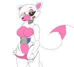  anthro breasts canid canine clothing featureless_breasts five_nights_at_freddy&#039;s five_nights_at_freddy&#039;s_2 flashing flashing_pussy fluffy fluffy_tail fox genitals hi_res lipstick machine makeup mammal mangle_(fnaf) panties pussy robot scottgames skelmandraws underwear video_games 