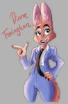  2021 anthro canid canine clothing diane_foxington dreamworks eyewear female fox glasses grey_background hand_on_hip hi_res mammal open_mouth simple_background solo solratic suit the_bad_guys 