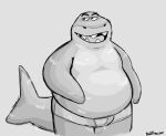  2021 anthro belly clothing dreamworks fish male marine mr._shark_(the_bad_guys) overweight overweight_male rodraccoon shark simple_background solo the_bad_guys underwear 
