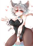  &lt;3 ahoge animal_humanoid big_breasts blush breasts cleavage clothed clothing female grey_hair hair hi_res humanoid legwear leotard mammal mammal_humanoid mouse_humanoid murid murid_humanoid murine murine_humanoid nazrin red_eyes rodent rodent_humanoid sabitare shirt_collar short_hair smile solo tights touhou video_games 