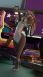  2021 3d_(artwork) 4k 9:16 absurd_res anthro buckteeth digital_media_(artwork) disney eyelashes female fever-dreamer flat_chested floppy_ears fur furniture grey_body grey_fur hi_res inside judy_hopps lagomorph leporid looking_at_viewer mammal multicolored_body multicolored_ears multicolored_fur narrowed_eyes nude open_mouth purple_eyes rabbit solo standing stretching teeth tired two_tone_body two_tone_fur white_body white_fur yawn zootopia 