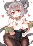  &lt;3 ahoge animal_humanoid big_breasts big_ears blush breasts cleavage clothed clothing female fishnet grey_hair hair hi_res humanoid legwear leotard mammal mammal_humanoid mouse_humanoid murid murid_humanoid murine murine_humanoid nazrin red_eyes rodent rodent_humanoid sabitare shirt_collar short_hair smile solo tights touhou video_games 