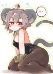  ahoge animal_humanoid blush breasts clothed clothing female fishnet grey_hair hair hi_res humanoid legwear leotard mammal mammal_humanoid mouse_humanoid murid murid_humanoid murine murine_humanoid nazrin red_eyes rodent rodent_humanoid sabitare shirt_collar short_hair side_view small_breasts solo spoken_blush tights touhou video_games 