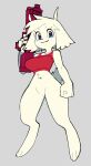  anthro blue_eyes bottomless cave_story clothed clothing covered_breasts female fur gun hi_res lagomorph mammal mimiga partially_clothed ranged_weapon solo video_games wamudraws weapon white_body white_fur 