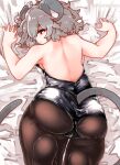  ahoge animal_humanoid bedding blanket breasts butt clothed clothing female grey_hair hair hi_res humanoid legwear leotard looking_back lying mammal mammal_humanoid mouse_humanoid murid murid_humanoid murine murine_humanoid nazrin on_front red_eyes rodent rodent_humanoid sabitare short_hair solo tights touhou video_games 