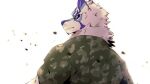  anthro camo camo_clothing camo_print canid canine clothing facial_markings fur head_markings lifewonders live-a-hero male mammal markings military military_uniform pattern_clothing sabanomisoni369 sadayoshi solo uniform video_games white_body white_fur 