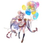  animal_ears balloon balloon_animal breasts crop_top granblue_fantasy headband japanese_clothes kimono kneehighs loafers long_sleeves minaba_hideo miniskirt mouse_ears official_art red_eyes shoes silver_hair skirt small_breasts stuffed_animal stuffed_toy transparent_background vikala_(granblue_fantasy) 