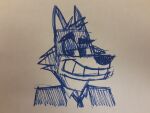  2021 absurd_res anthro artdexo2000 canid canine canis cheek_tuft clothing dreamworks facial_tuft grin half-closed_eyes head_tuft hi_res male mammal mr._wolf_(the_bad_guys) narrowed_eyes necktie simple_background sketch smile solo the_bad_guys topwear traditional_media_(artwork) tuft white_background wolf 