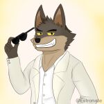  2021 anthro canid canine canis clothing dreamworks estronate eyewear looking_at_viewer male mammal mr._wolf_(the_bad_guys) simple_background solo suit sunglasses teeth the_bad_guys white_background wolf 