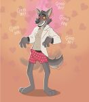  anthro blueballs blush bulge canid canine canis clothed clothing dreamworks erection erection_under_clothing hi_res male mammal mr._wolf_(the_bad_guys) open_clothing open_shirt open_topwear praise_kink shirt solo the_bad_guys topwear wolf 