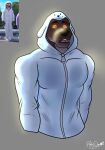  2021 3d_(artwork) absurd_res anthro black_eyebrows black_nose brown_body brown_fur canid canine canis cheek_tuft digital_drawing_(artwork) digital_media_(artwork) eyebrows facial_tuft fur grey_background hi_res male mammal mr._wolf_(the_bad_guys) onesie rafa-doo signature simple_background solo surprise tan_body tan_fur the_bad_guys tuft white_onesie wolf yellow_eyes 