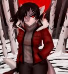  2021 anthro blood_moon bottomwear breasts clothing ellen_shade_(shadefire) female fish hand_in_pocket hi_res jacket looking_at_viewer marine pants plant pockets shark snow solo sweater topwear tree xaenyth 