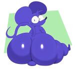  absurd_res anthro balls big_butt big_ears blue_body butt genitals hi_res huge_butt looking_at_viewer looking_back male mammal mouse mouthless murid murine nude rodent sitting solo sssonic2 thick_thighs 
