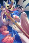  anthro blue_body blue_fur breasts female fur hi_res holding_object holding_sword holding_weapon kinuli legendary_pok&eacute;mon melee_weapon nintendo pok&eacute;mon pok&eacute;mon_(species) solo sword video_games weapon zacian 