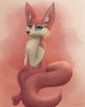  2021 absurd_res anthro big_ears blue_eyes canid canine cheek_tuft eyelashes facial_tuft female fox fur glistening glistening_eyes hi_res huge_filesize inner_ear_fluff mammal pink_body pink_fur sera_(vm94) solo tuft vm94 