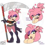  amy_rose annoyed boots clothing female footwear goth hi_res melee_weapon polearm scythe sega sirenslut sonic_the_hedgehog_(series) weapon 